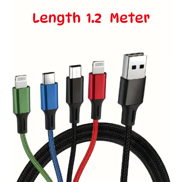 4 in 1 Multi USB Charger Fast Charging Cable Lead For Android, iOS