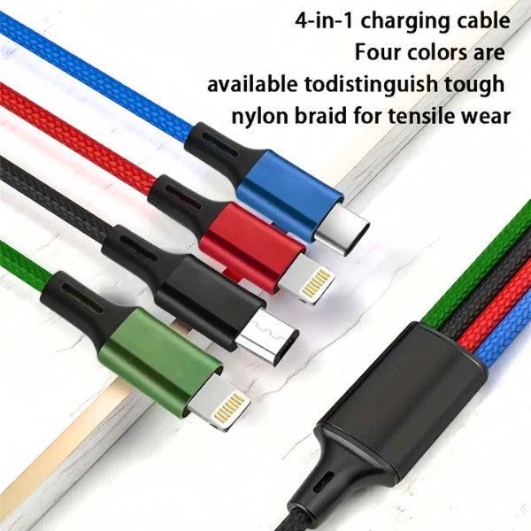 4 in 1 Multi USB Charger Fast Charging Cable Lead For Android, iOS