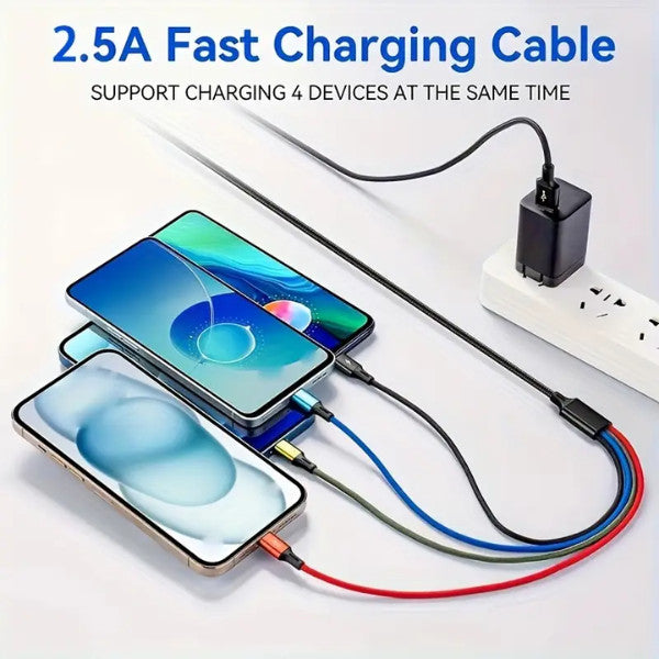 4 in 1 Multi USB Charger Fast Charging Cable Lead For Android, iOS
