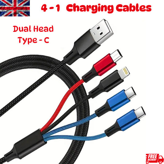 4 in 1 Multi USB Charger Fast Charging Cable Lead For Android, iOS